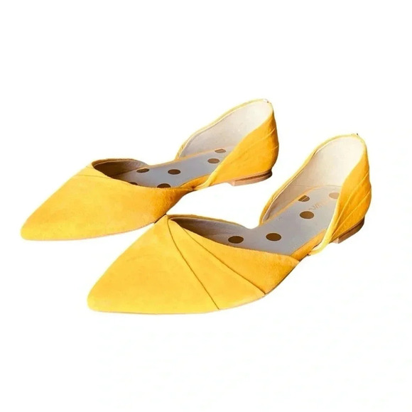 BODEN | Women's Henrietta Suede Pointed Toe D'Orsay Yellow Flats Size 38.5 - Picture 1 of 8
